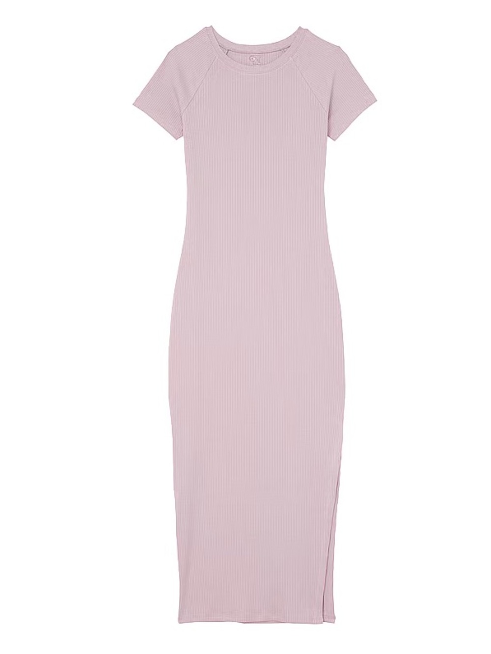 Ronny Kobo Dusty Pink Ribbed Knit Midi Dress Short sleeve Side Slit Size L